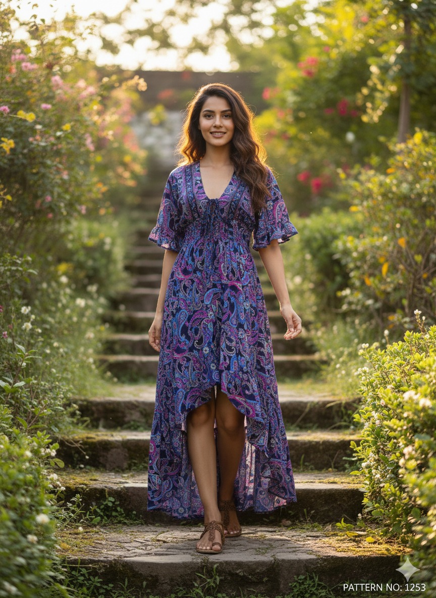 Kasturi Silk 1253 – Premium Long Flair Silk Dress (5‑Piece Pack)