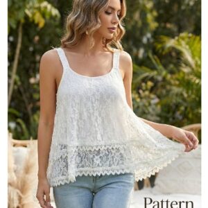 A delicate white lace top featuring intricate floral embroidery, scalloped hem, and flared silhouette for effortless elegance